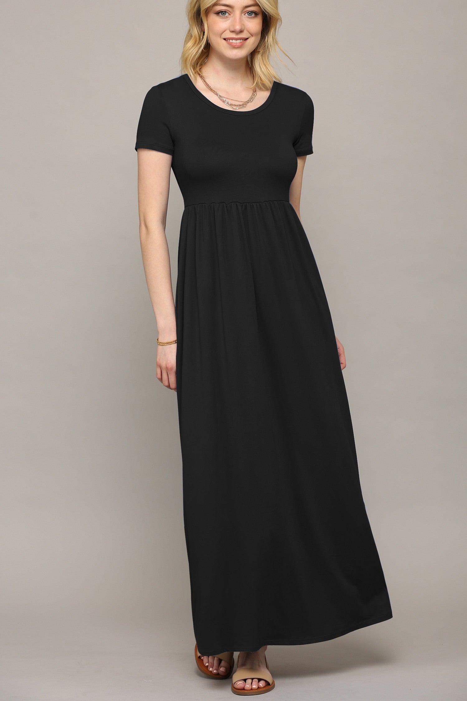 Short Sleeve Maxi Dress Black / 3X Short Sleeve Maxi Dress Black / 3X