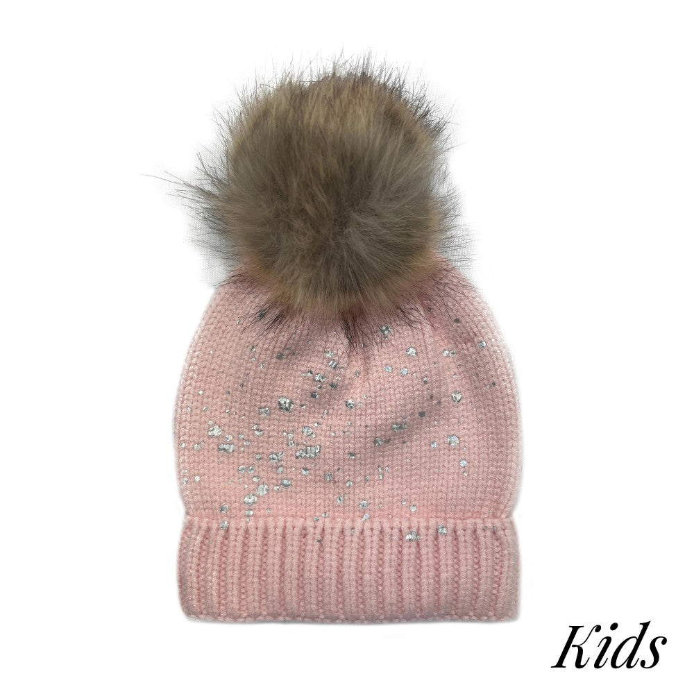 Kids Metallic Paint Splatter Beanie