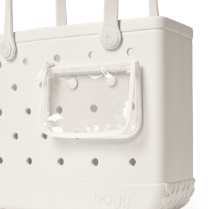 White bag with perforated design on a white background