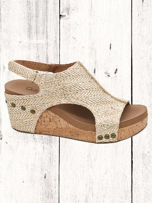 Corkys Carley sandals on a cork wedge bottom