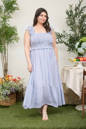Blu Pepper Plus Stripe Midi Dress BLUE / 1X