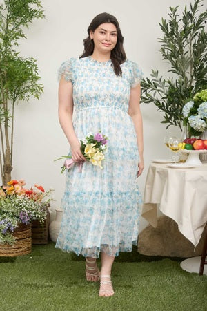 Blu Pepper Plus Floral Midi Dress blue multi / 1X Blu Pepper Plus Floral Midi Dress blue multi / 1X