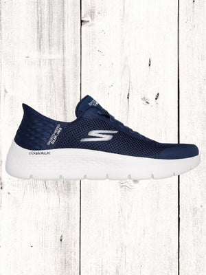navy hands free fixed lace sneaker