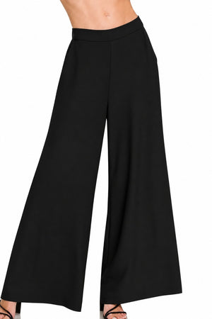 women's black wide leg pants