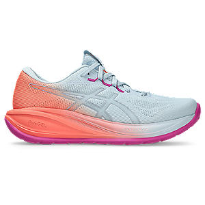 Light blue and pink running shoe