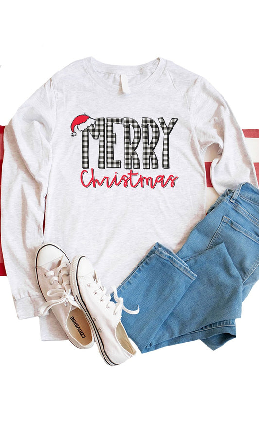 Plaid Merry Christmas Tee **Final Sale**