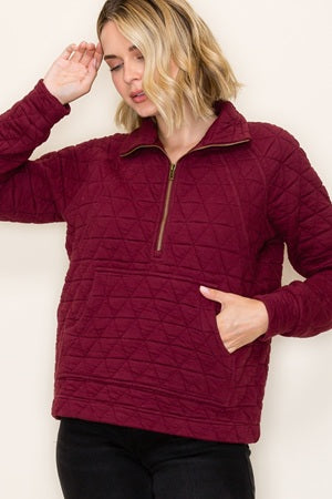 Staccato Half Zip Long Sleeve Knit Top
