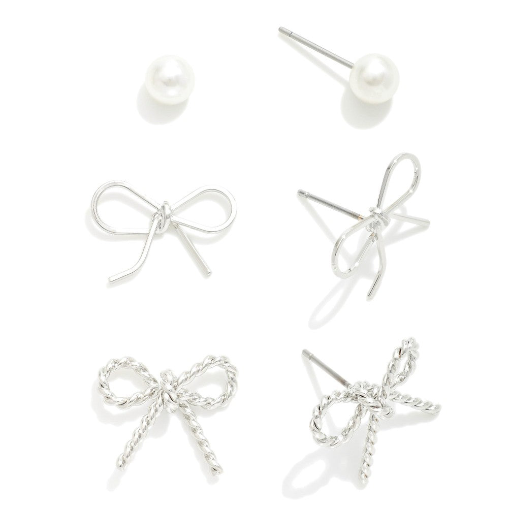 Bow and Pearl Earrings