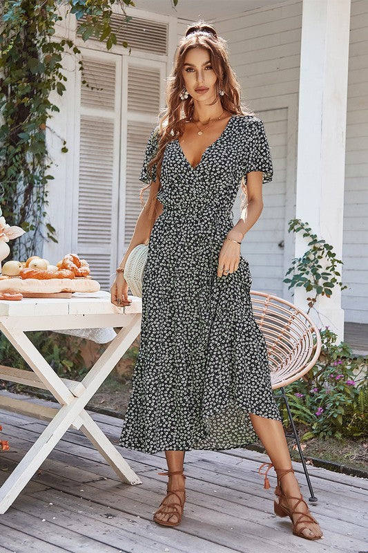 Feminine Flower Print Dress