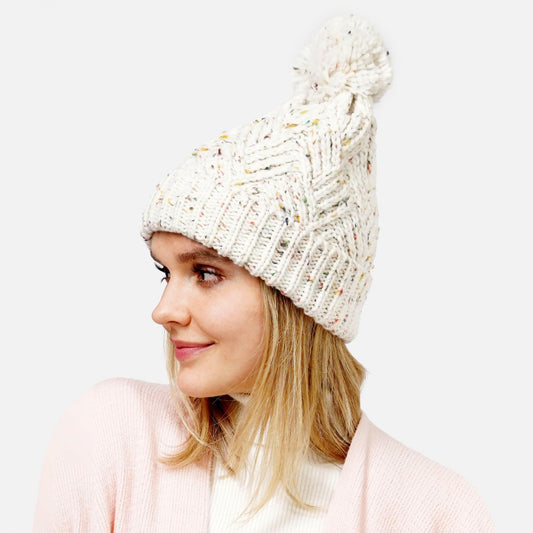 Confetti Beanie with Pom Pom