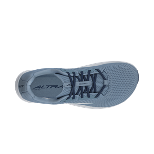 Blue running shoe with 'Altra' branding on a white background