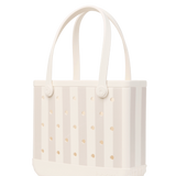 White tote bag with handle on a white background