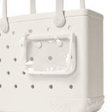 White bag with perforated design on a white background