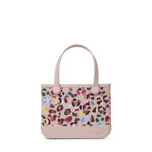 Handbag with colorful pattern on a white background