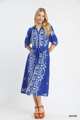 Umgee Two Tone Paisley Border Maxi Dress