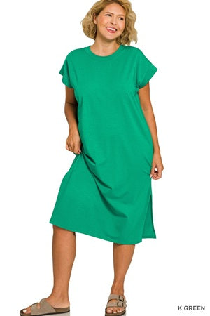 Zenana Plus Round Neck SS Dress