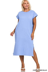 Zenana Plus Round Neck SS Dress