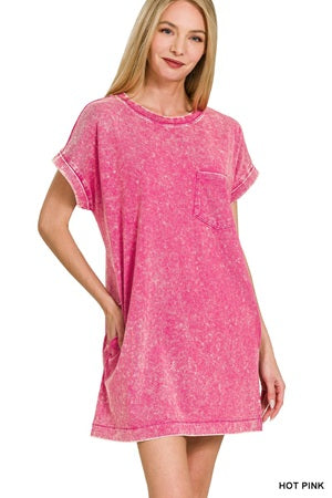 Zenana Cotton Washed T-Shirt Dress