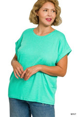 Zenana Plus Rolled Sleeve Tee
