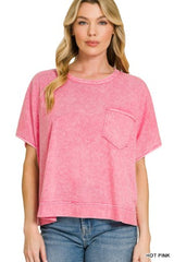 Zenana Halo Snow Washed Oversized Top