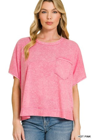 Zenana Halo Snow Washed Oversized Top