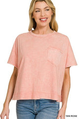 Zenana Halo Snow Washed Oversized Top