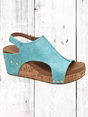 Corkys Carley sandals on a cork wedge bottom