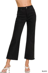 Zenana Acid Washed High Waist Frayed Hem Bootcut Pants&nbsp;