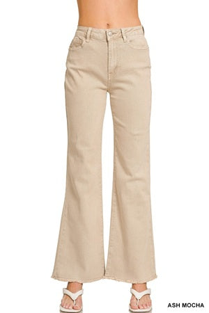 Zenana Acid Wash Straight Wide Leg Pant