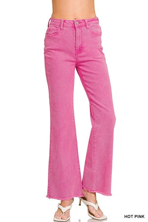 Zenana Acid Wash Straight Wide Leg Pant