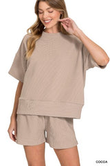 Zenana Ribbed Short Set