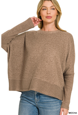 Zenana Brushed Dolman Sleeve Sweater