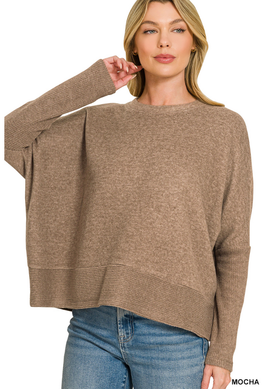Zenana Brushed Dolman Sleeve Sweater