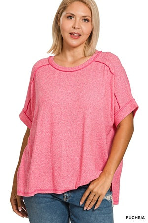Zenana Plus Hacci SS Hi-low Tee