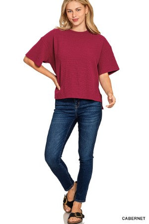 Zenana Double Knit Side Slit Top