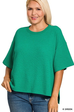 Zenana Plus Double Knit Hi Low Hem Top