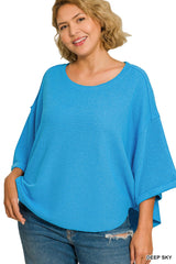 Zenana Plus Double-Knit Curved Hem SS Top