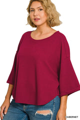Zenana Plus Double-Knit Curved Hem SS Top