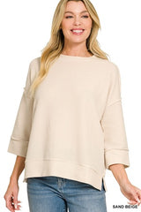 Zenana Double Knit 3/4 Sleeve Top
