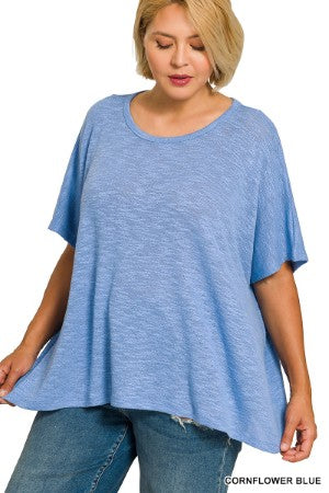 Zenana Plus Oversized Slub Hacci Top