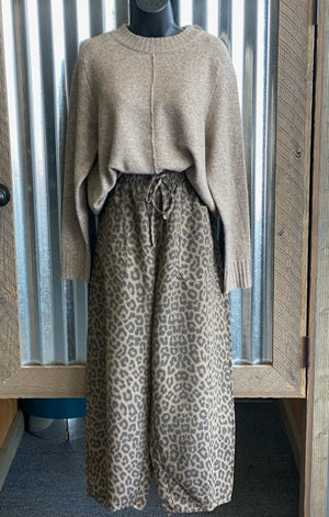 VERY J Drawstring Leopard Print Pant