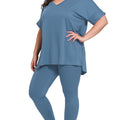 Plus V-Neck Short Sleeve Pant Set