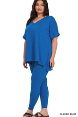 Zenana V-Neck Short Sleeve Pant Set