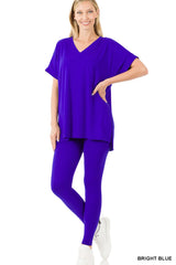Zenana V-Neck Short Sleeve Pant Set