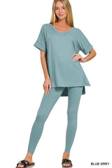 Plus V-Neck Short Sleeve Pant Set