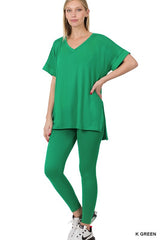 V-Neck Short Sleeve Pant Set