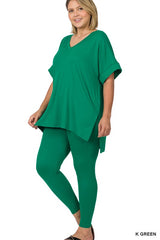 Plus V-Neck Short Sleeve Pant Set