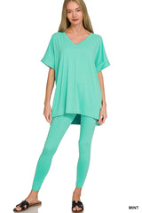 Zenana V-Neck Short Sleeve Pant Set