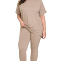 Plus Round Neck Short Sleeve Pant Set