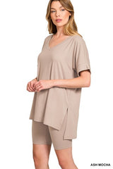 Zenana V-Neck Short Set